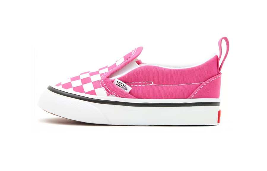 Vans Slip on Low top Toddler Shoes Pink White Plaid Infant And Toddler