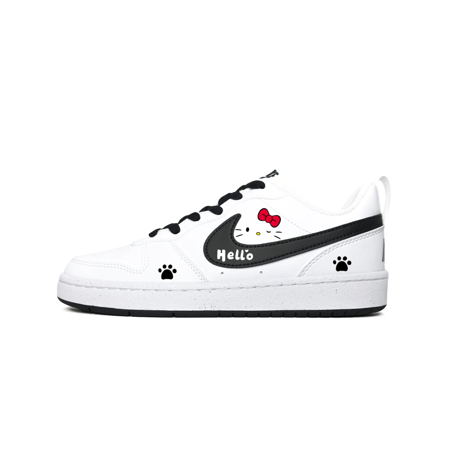 Nike Nike Court Borough Synthetic Leather Low top Kids' Skateboarding Shoes Black White Teenagers