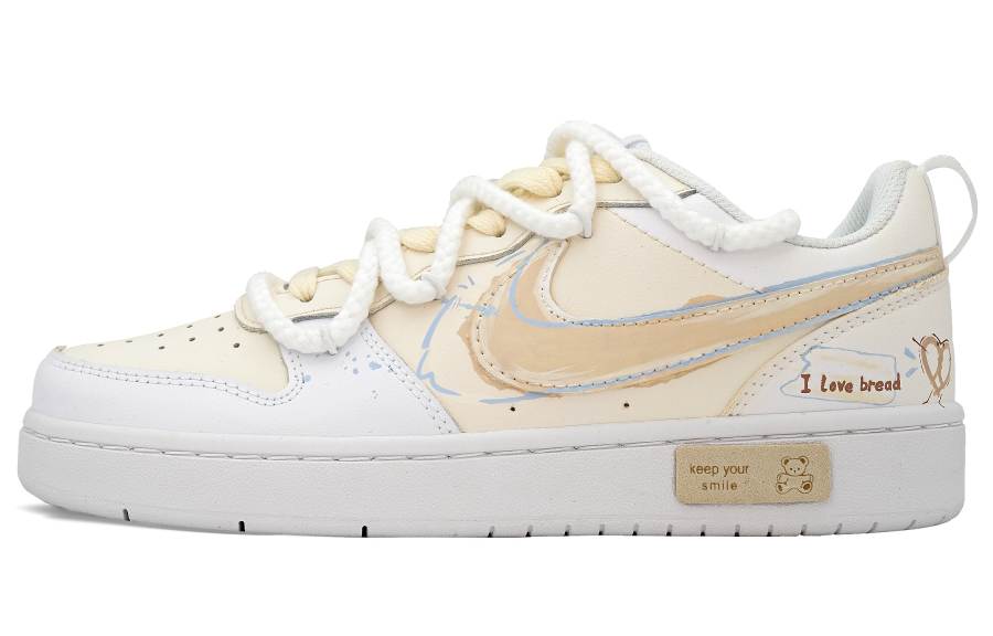 Nike Nike Court Borough Butter Small Bag Leather Low top Kids' Skateboarding Shoes Ginger Yellow Teenagers