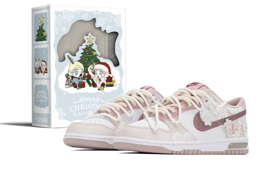 Nike Nike Dunk Blessing Cloud Abrasion Resistant Abrasion Resistant Low top Kids' Skateboarding Shoes Pink White Teenagers