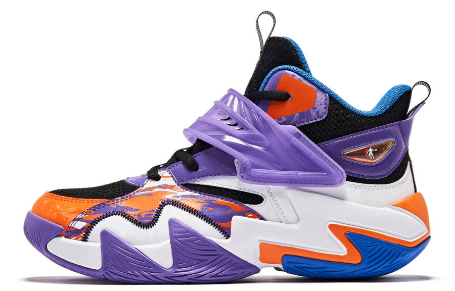 QIAODAN Abrasion Resistant Low top Basketball Shoes Purple Orange Unisex