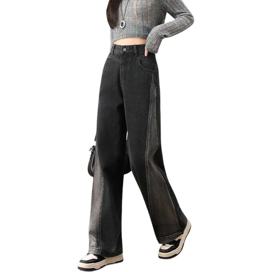 Tonlion Jeans Women's Black Moderate Wide Leg Pants