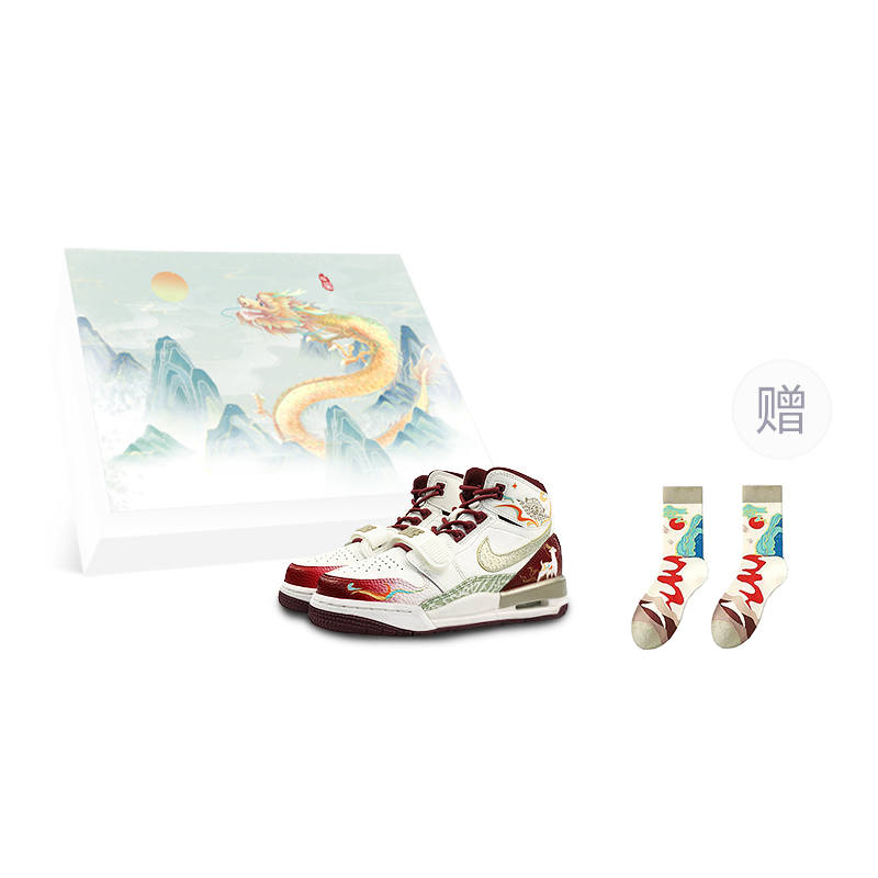 Jordan Jordan Legacy 312 Slip Resistant Cushioning High top Children's Basketball Shoes White Red Teenagers