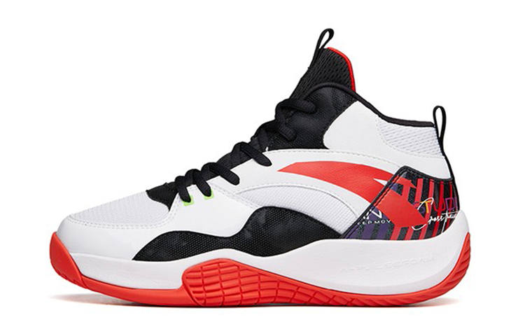 Antakids Fabric Cushioning Abrasion Resistant High top Performance Basketball Shoes White Black Red Unisex