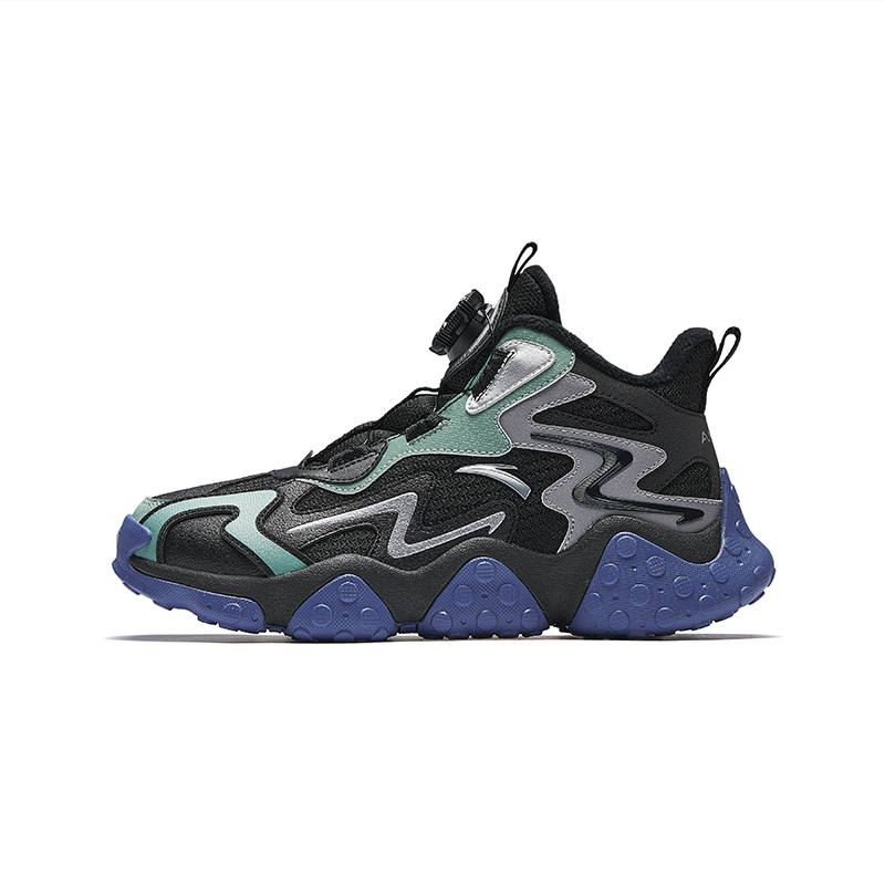 Antakids Rock Trendy Fashion Thickened And Fleece Lined Mid top Casual Shoes Black Green Teenagers