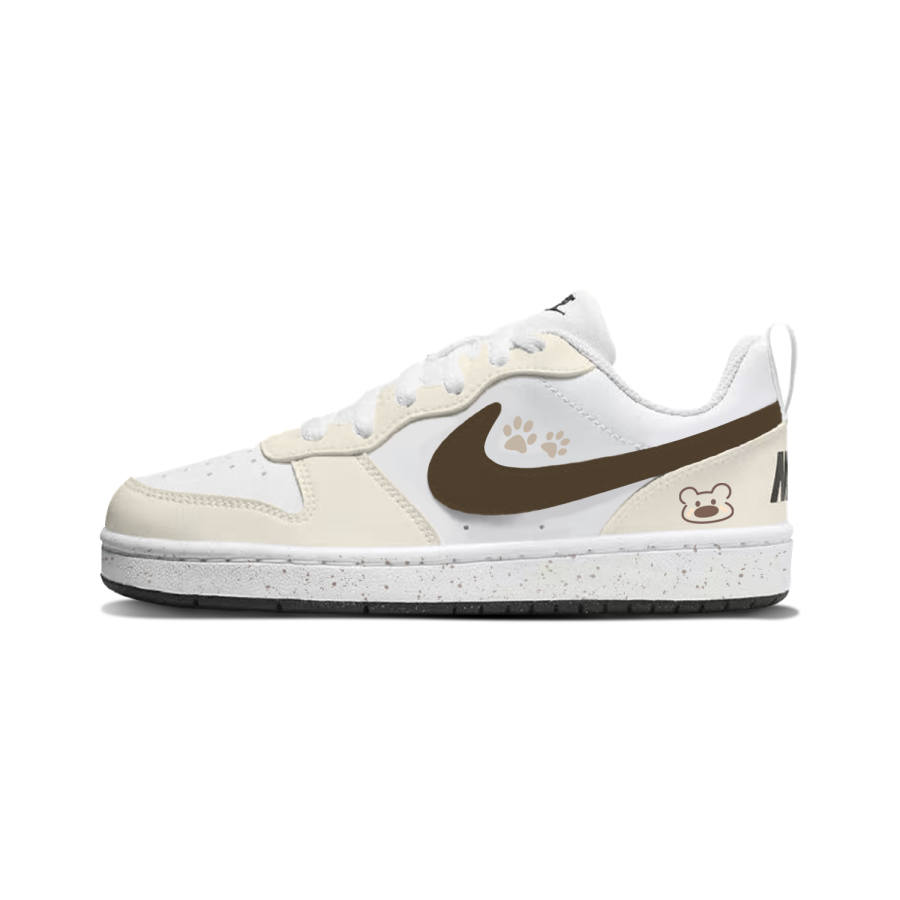 Nike Nike Court Borough Cocoa Paw Print Synthetic Leather Abrasion Resistant Abrasion Resistant Low top Skateboard Shoes