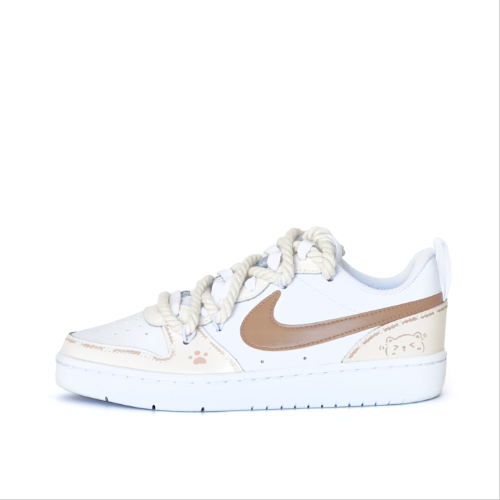 Nike Nike Court Borough Bear Milk Coffee Leather Cushioning Abrasion Resistant Slip Resistant