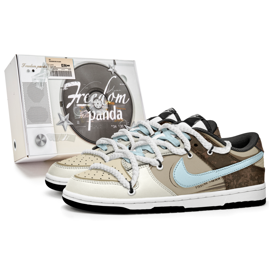 Nike Nike Dunk Slip Resistant Abrasion Resistant Low top Kids' Skateboarding Shoes Beige Brown Teenagers