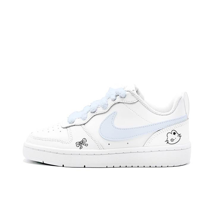 Nike Nike Court Borough Light Blue Cat Trail Leather Slip Resistant Slip Resistant Low top Skateboard Shoes Light Blue Kids'