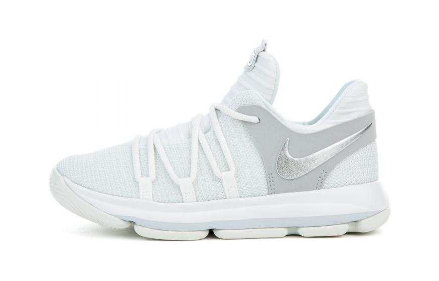 Nike Nike KD 10 Cushioning, Wear Resistant Low top Children's Basketball Shoes White Gray Children Aged 3 7 Years Old