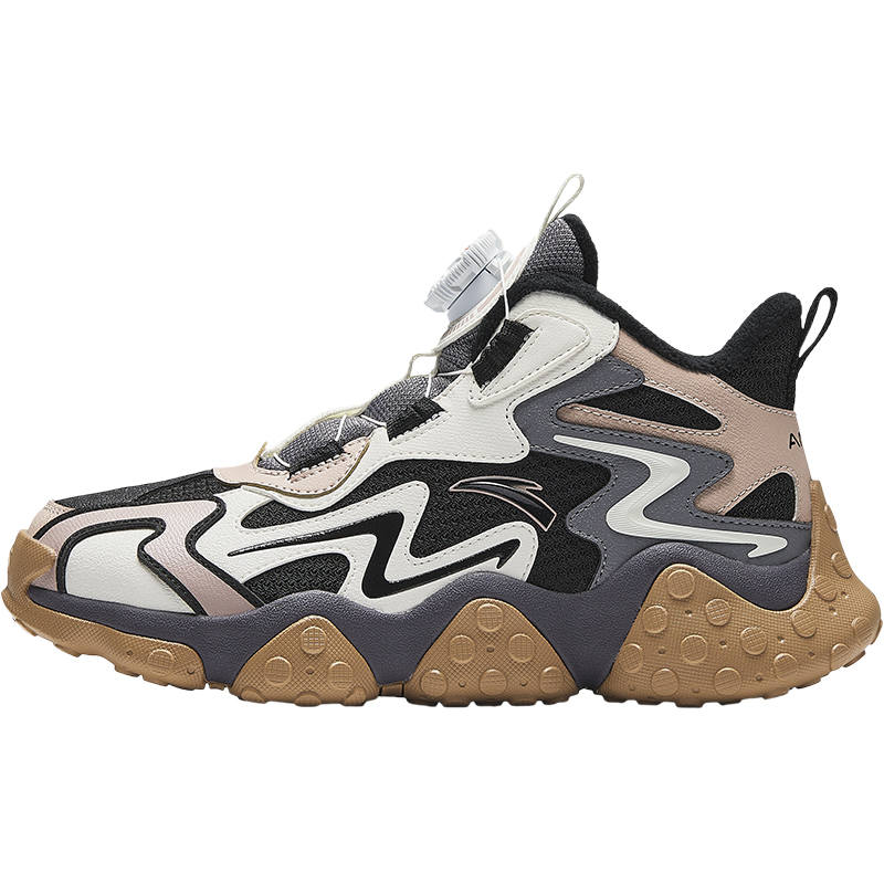 Antakids Rock Trendy Fashion Thickened And Fleece Lined Mid top Casual Shoes Black White Brown Teenagers