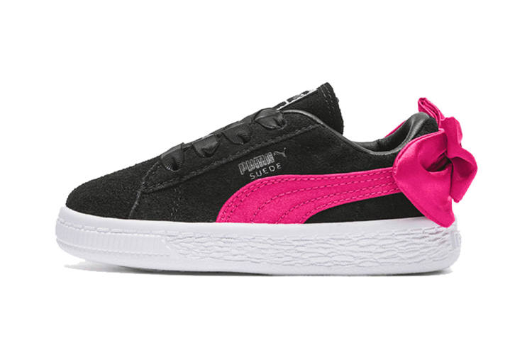 PUMA Suede Bow AC Balance Lightweight Balance Lightweight Low top Kids' Skateboarding Shoes Black Pink White