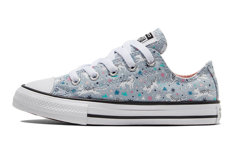Converse Chuck Taylor All Star Abrasion Resistant Low top Kids Canvas Shoes Cerulean Multicolor