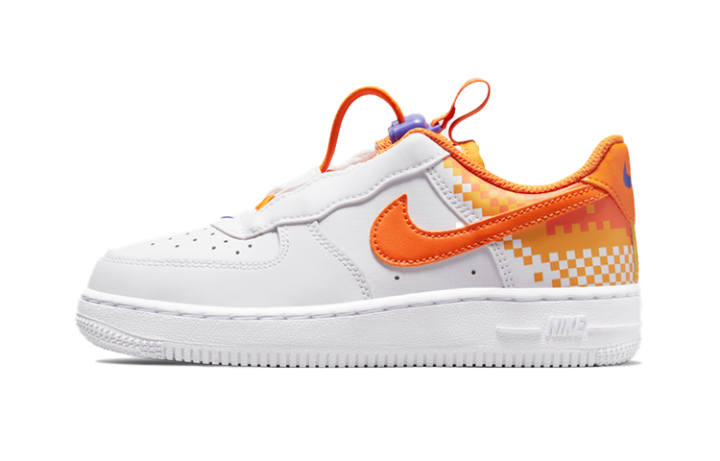 Nike Nike Air Force 1 Toggle Leather Casual Slip Resistant Abrasion Resistant Low top Kids' Skateboarding Shoes White Orange