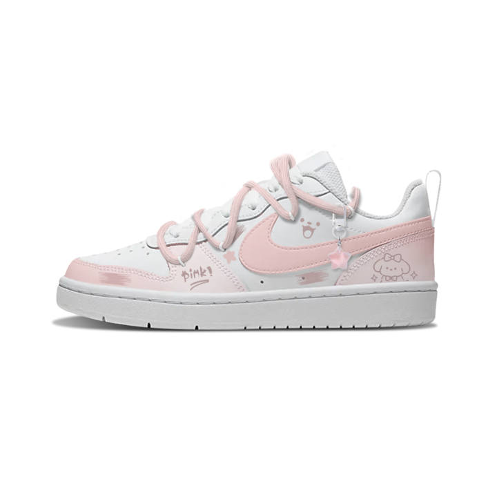 Nike Nike Court Borough Pink Gradient Dog Synthetic Leather Slip Resistant Cushioning Abrasion Resistant