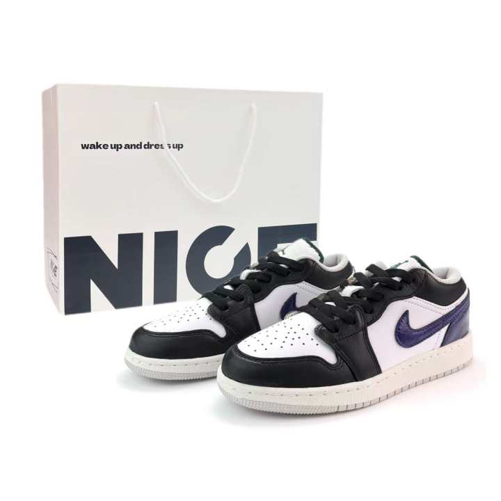 Jordan Jordan Air Jordan 1 Ink Black Purple Charm Cushioning Abrasion Resistant Slip Resistant