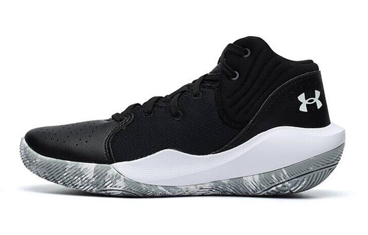 Under Armour Jet '21 Comfortable Slip Resistant Abrasion Resistant Mid top Children's Basketball Shoes Black Teenagers