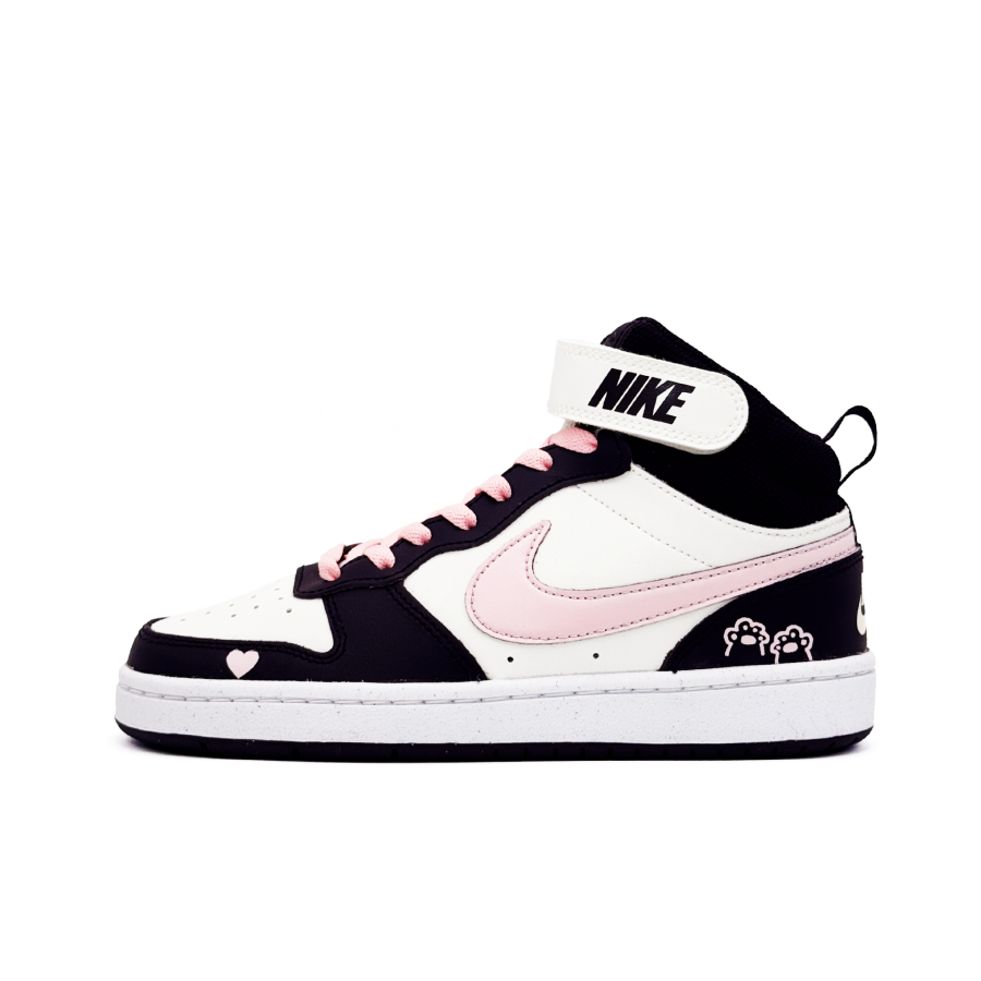 Nike Nike Court Borough 2 Light Pink Meowth Leather Abrasion Resistant Slip Resistant Mid top Kids' Skateboarding Shoes