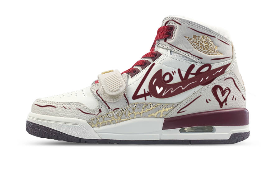Jordan Jordan Legacy 312 Leather Slip Resistant Abrasion Resistant High top Children's Basketball Shoes White Teenagers