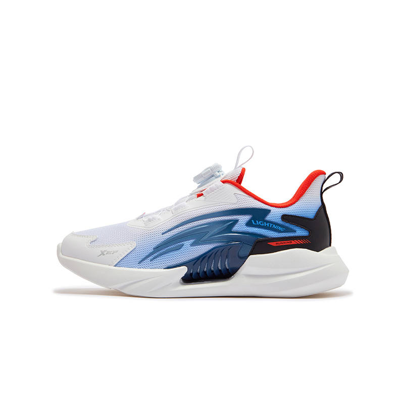 XTEP Slip Resistant Abrasion Resistant Low top Kids' Running Shoes Xtep White Persian Blue Kids'