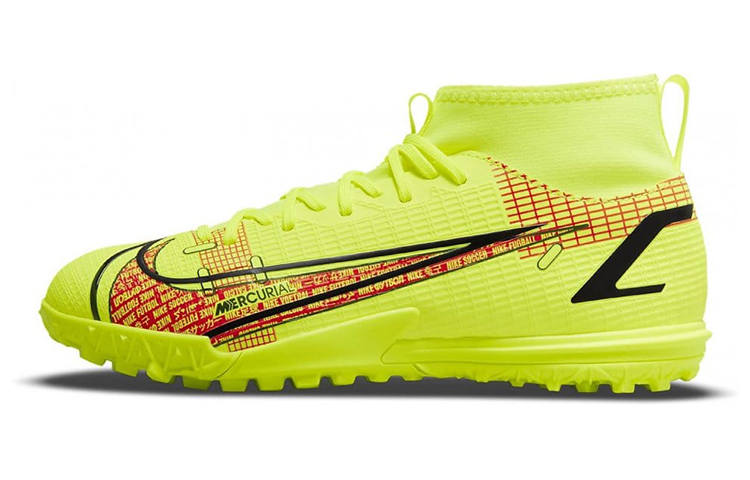 Nike Nike Mercurial Superfly 8 Slip Resistant Mid top Kids' Soccer Shoes Fluorescent Yellow Kids'