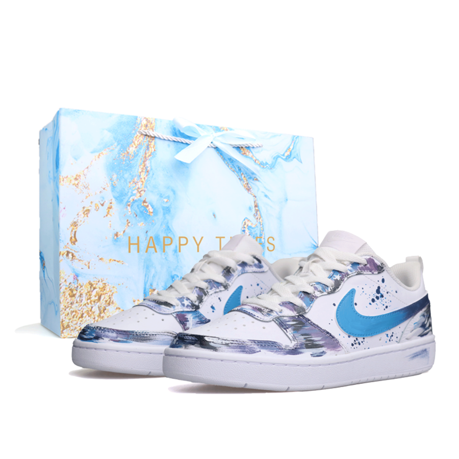Nike Nike Court Borough Dreamy Nebula, Shopping Bag, Blue Cat Artistry Leather Slip Resistant Abrasion Resistant Cushioning