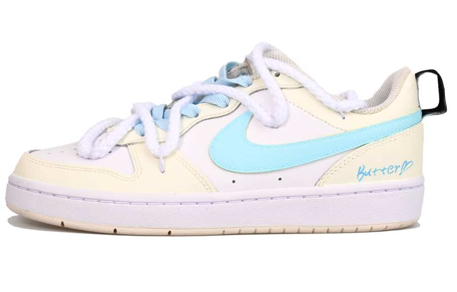 Nike Nike Low 2 Leather Slip Resistant Abrasion Resistant Low top Kids' Skateboarding Shoes Yellow Blue Teenagers