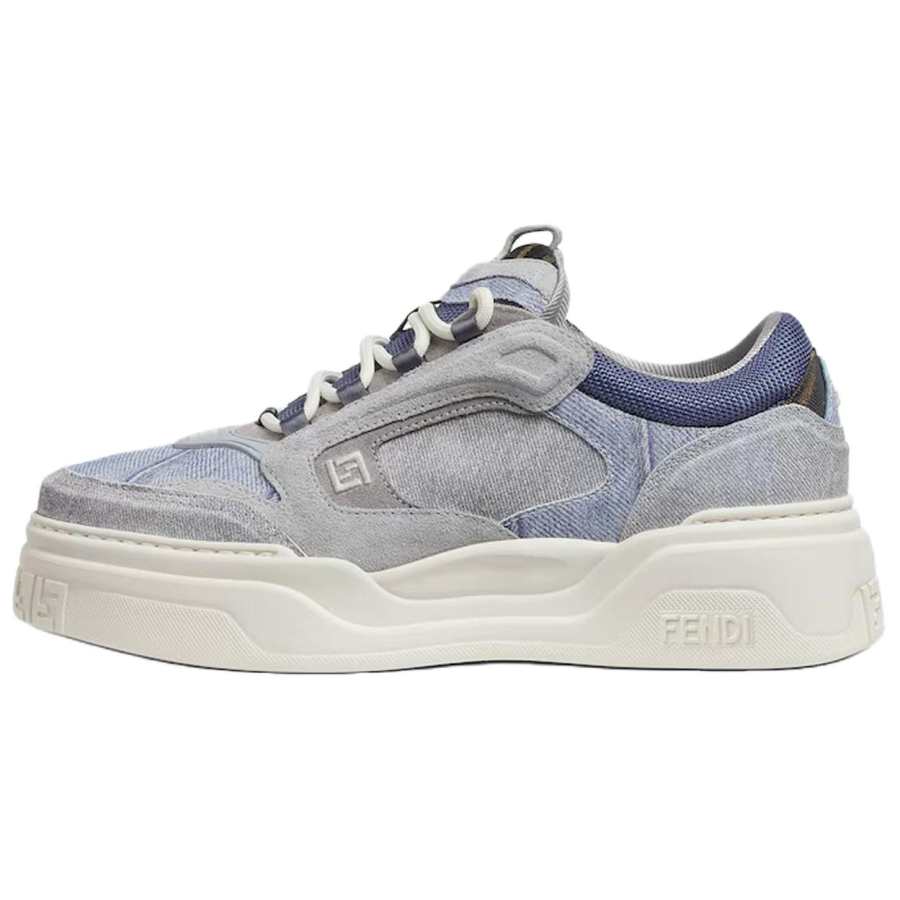 FENDI Force Cow Split Leather Low top Skateboard Shoes Men's Gray