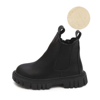 BODING Soft Sole Versatile Thickened And Fleece Lined Fashion Thermal Abrasion Resistant Kids' Boots Black Kids'