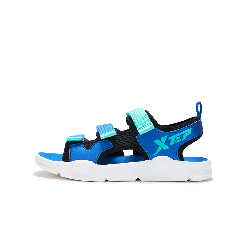 XTEP Slip Resistant Abrasion Resistant Low top Sandal Black New Metal Blue Kids'