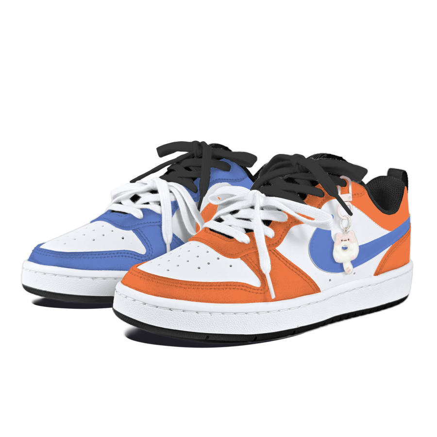 Nike Nike Court Borough Leather Abrasion Resistant Low top Kids' Skateboarding Shoes Orange Blue Teenagers