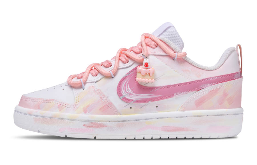 Nike Nike Court Borough Low 2 Leather Anti Kick Cushioning Low top Kids' Skateboarding Shoes Pink Teenagers