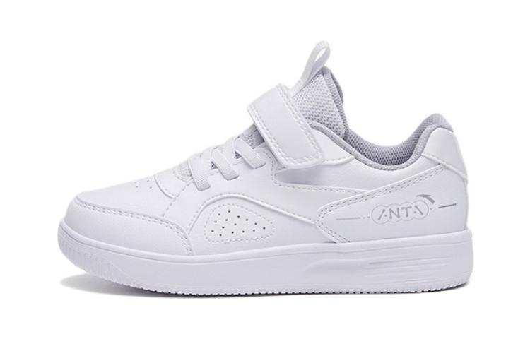 Antakids Anta Hook and loop Slip Resistant Lightweight Non slip Lightweight Low top Skateboard Shoes White