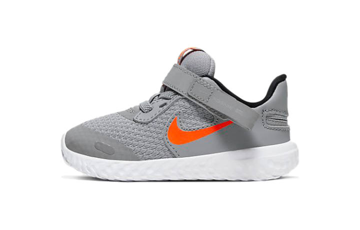 Nike Nike REVOLUTION 5 Flyease Slip Resistant Cushioning Low top Toddler Shoes Gray Orange Infant And Toddler