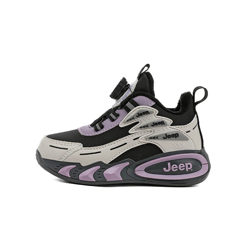 Jeep Abrasion Resistant Lightweight Cushioning Mid top Running Shoes Gray Purple Kids'