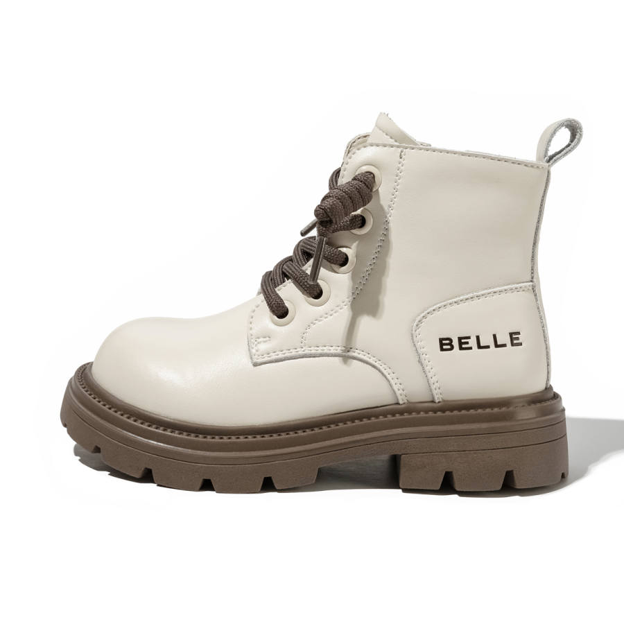 BELLE BELLE Knee High Combat Boots Beige Kids'