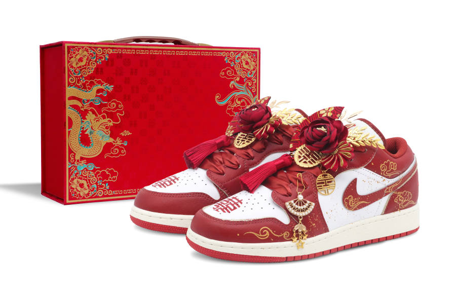 Jordan Jordan Air Jordan 1 Leather Abrasion Resistant Low top Children's Basketball Shoes China Red Teenagers
