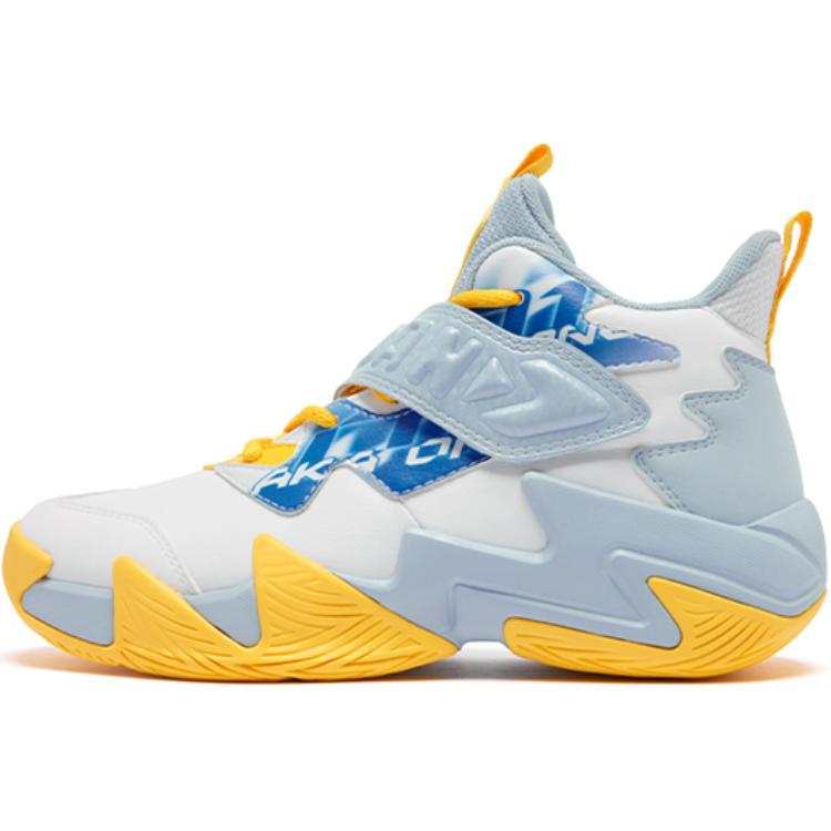 QIAODAN Synthetic Leather Mid top Basketball Shoes White Blue Unisex