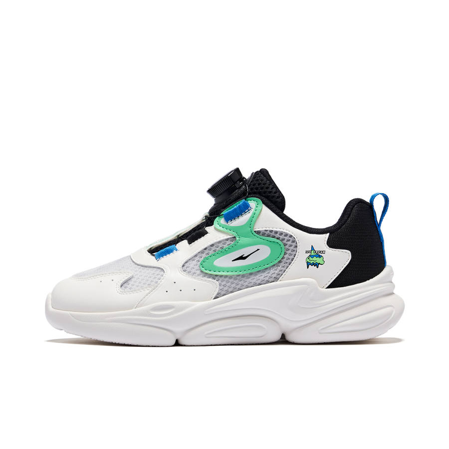 ERKE KIDS Pudding Synthetic Leather, Textile Slip Resistant Breathable Lightweight Cushioning Low top