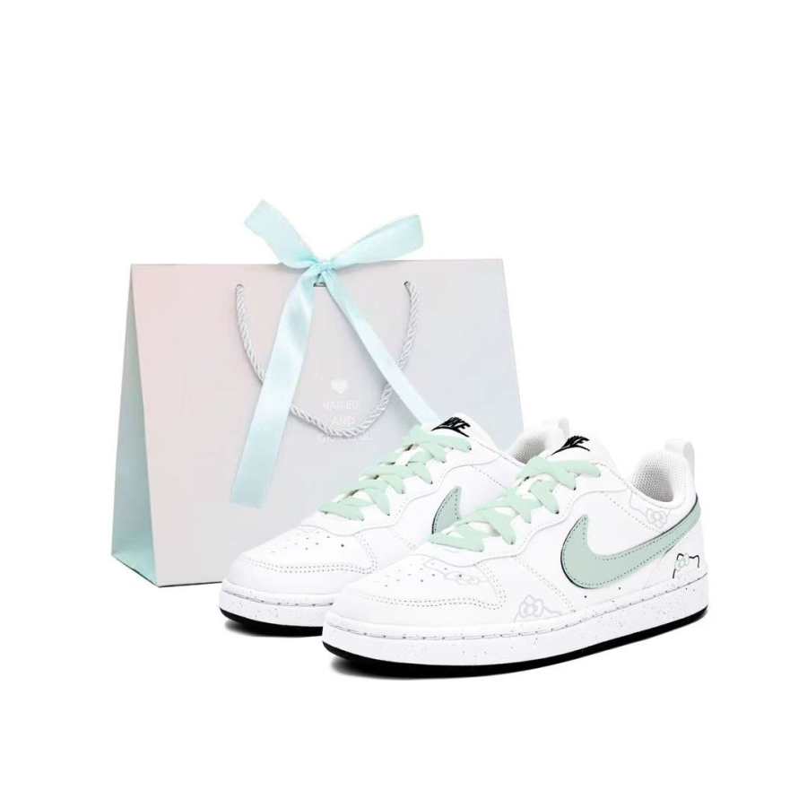 Nike Nike Court Borough Genki Katy Green Synthetic Leather Low top Kids' Skateboarding Shoes Green White Unisex
