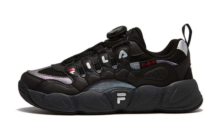 FILA KIDS Croissant Comfortable Cushioning, Wear Resistant Low top Children's Basketball Shoes Black Unisex
