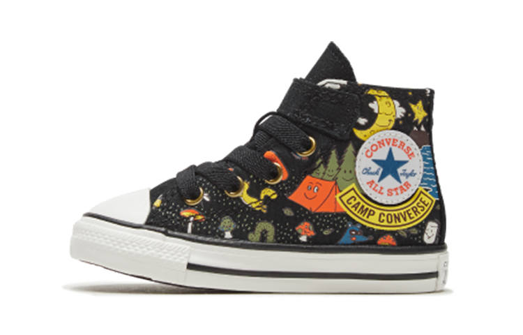 Converse Chuck Taylor All Star 1V Cartoon Print High top Canvas Shoes Black Infant And Toddler