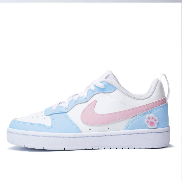 Nike Nike Court Borough Leather Low top Kids' Skateboarding Shoes Light Blue Teenagers