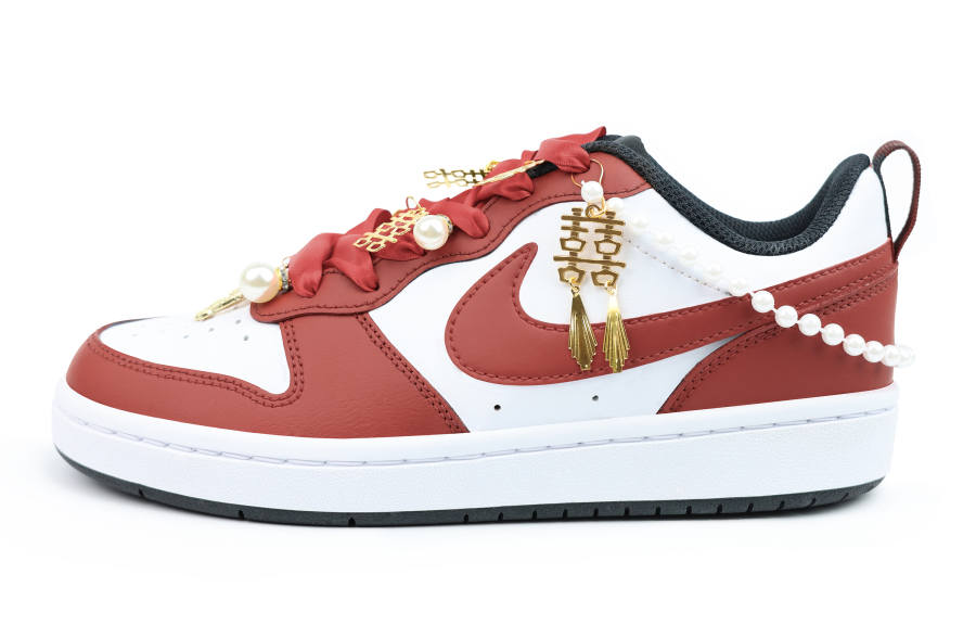 Nike Nike Court Borough Leather Slip Resistant Abrasion Resistant Low top Kids' Skateboarding Shoes Red Teenagers
