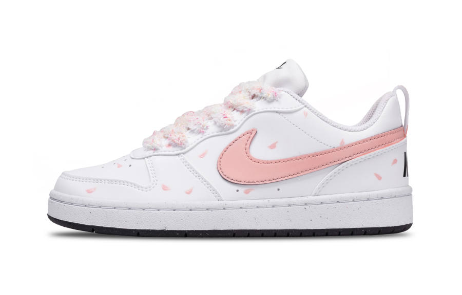 Nike Nike Court Borough One Blossom Along The Way Abrasion Resistant Low top Kids' Skateboarding Shoes White Unisex