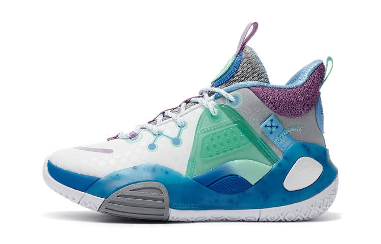 Li-Ning YOUNG Li Ning YOUNG All City 9 V1 Wade Synthetic Leather Sports Mid top Basketball Shoes Blue White Purple Unisex