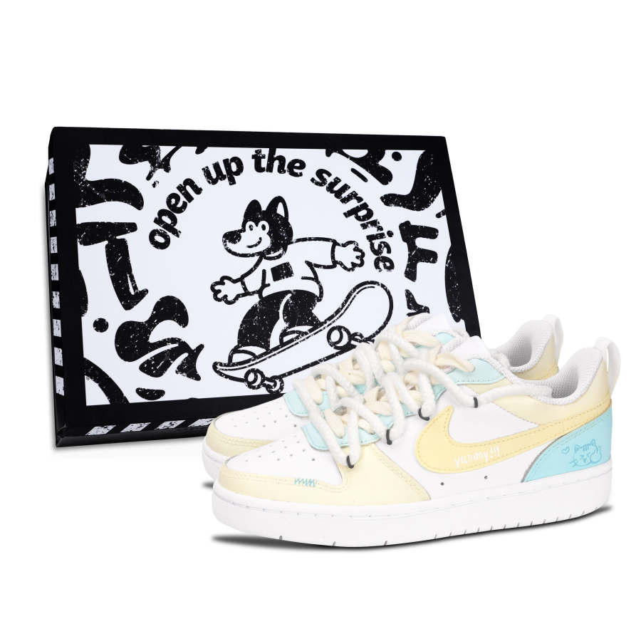 Nike Nike Court Borough Slip Resistant Abrasion Resistant Low top Kids' Skateboarding Shoes Bright Yellow Teenagers