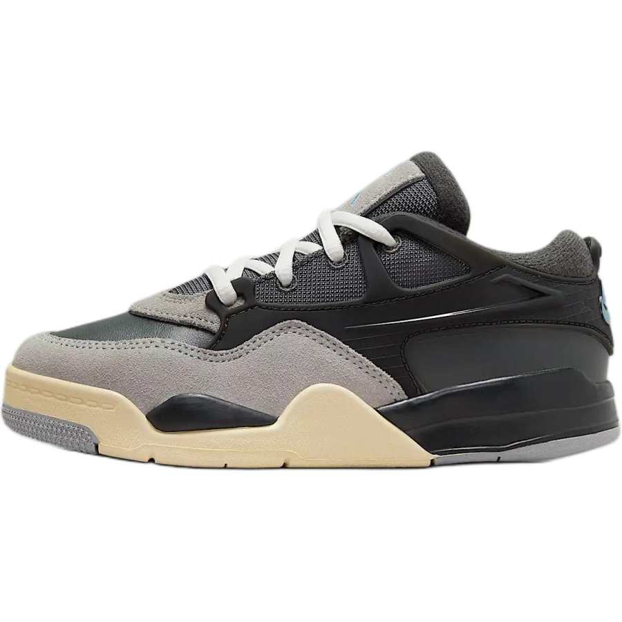 Jordan Jordan Air Jordan 4 Slip Resistant Abrasion Resistant Mid top Children's Basketball Shoes Black Gray