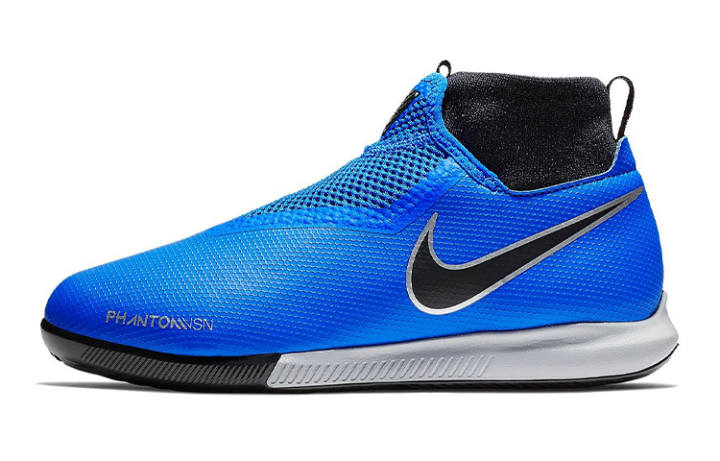 Nike Nike Phantom Vision JR Academy DF IC Slip Resistant Cushioning Abrasion Resistant Mid top Kids' Soccer Shoes Blue Kids'