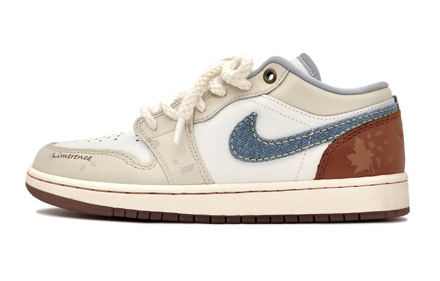Jordan Jordan Air Jordan 1 Low SE Cushioning, Wear Resistant Low top Children's Basketball Shoes Beige White Brown Teenagers